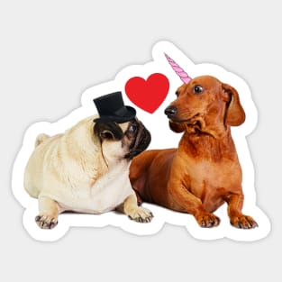 Dog unicorn wedding pug Sticker